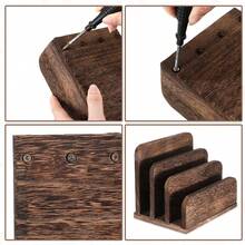 Wooden Mail Organizer 3 Tier Letter Holder Desk File Document Storage Box Envelope Paper Organization Accessories Shelf Home Office Desktop Caddy Rustic Wood Container Supplies Station - Multicolor - View 5