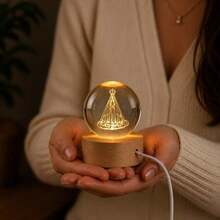 Luminária Cristal de mesa Nossa Senhora Aparecida Padroeira do Brasil Fé LED Presente Natal Bola Vida - familia santa  p  presente - Visão 7