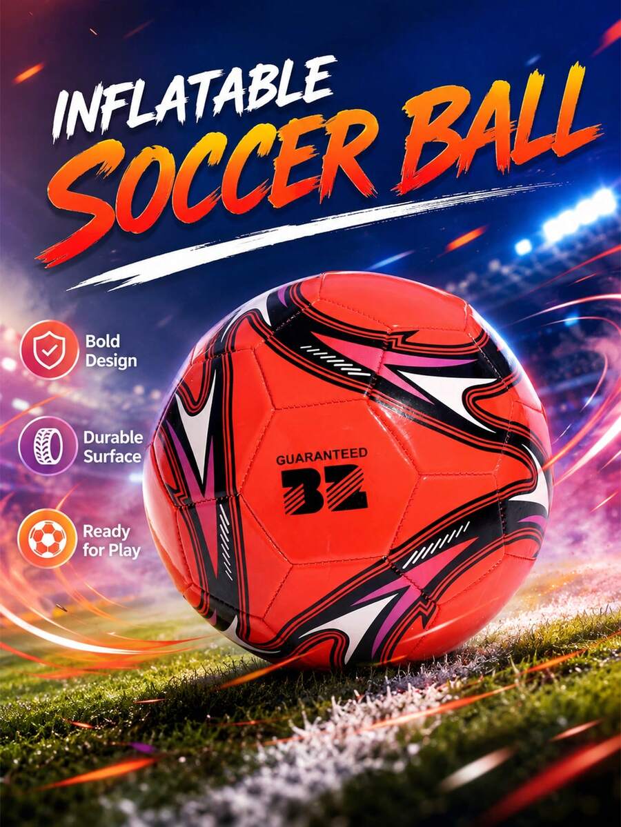 1 Pelota de fútbol resistente a la abrasión, duradera y a prueba de explosiones, de tamaño oficial y profesional, adecuada para entrenamiento al aire libre y recreación, para ser utilizada en patios traseros, parques y playas. - Rosa - Ver 1