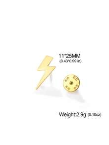 LIKGREAT 1pc Ins Minimalist Geometric Lightning Brooch, Gold & Silver Dual-Tone Stainless Steel Pin For Jacket, Bag, Chest Decoration, Unisex - Brooch Series - View 16