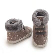 Winter New 0-1 Years Old Infant Boy Fashion Casual Minimalist Solid Color Soft Sole Walking Boots - Grey - View 4