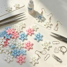 30/50pcs Mixed Original Molded Snowflake DIY Set For Earrings, Hair Accessories, Beaded Bracelets, Resin Craft Decoration Patch Material Kit (Aged 14+) - Multicolor - View 2