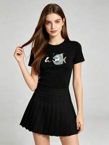 Women T-Shirts - 黑色 - 查看 1