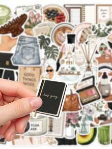 50PCS, Clean Girl Mobile Phone Stickers, Creative Aesthetic Design Sticker, PVC Material, Applicable, Mobile Phone Case, Mobile Phone, Tablet, Laptop, Suitcase, Kindle, Car, Book, Helmet, Notebook, Scrapbook Supplies, School Supplies - 50pcs - View 9