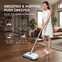 Hand Push Sweeper Broom And Dustpan Set, Manual Floor Vacuum Cleaner, All-In-One Labor-Saving Household Sweeping Tool For Home Kitchen Office Indoor Floor Cleaning - A - View 4