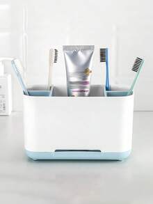 Plastic Toothbrush Holder For Bathroom Detachable 3 Slots Anti-Slip Electric Toothbrush And Toothpaste Organizer Caddy Lightweight Freestanding Bedroom Nursery Bathroom Storage Rack For Bathroom Vanity Home Bathroom Decor Fall Decor Back To School - Grey - View 12