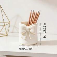 1pc Bow-Shaped Desktop Storage Holder, 3D Pen Holder, Makeup Brush Storage Rack, Lip Gloss And Eyebrow Pencil Makeup Brush Storage Box, Lipstick And Eyebrow Pencil Storage Box, Multi-Functional Desktop Storage, Novel Design - Style a - View 9