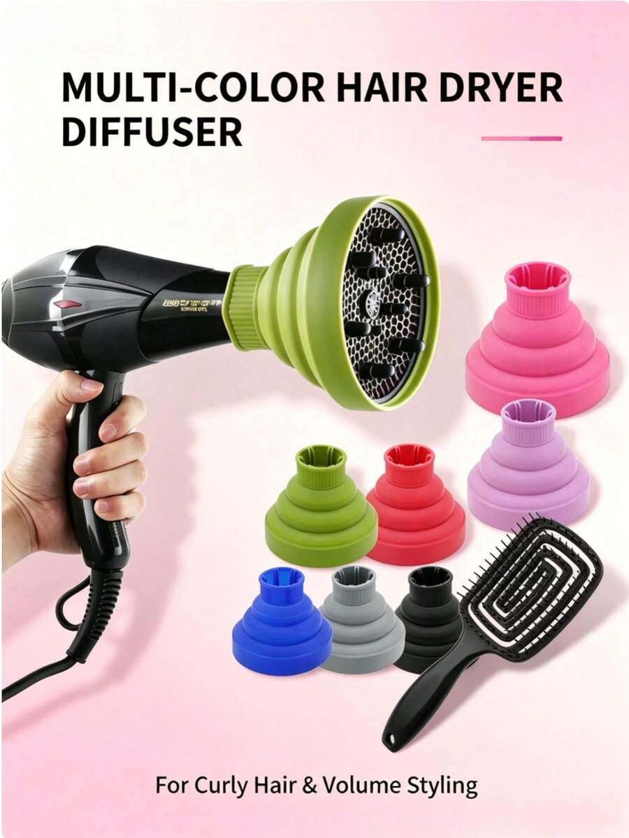 3/2/1pc Set Foldable Silicone Hair Dryer Diffuser Accessory + Comb, Portable Universal Hair Dryer Accessory, Helps Reduce Frizz And Enhance Curls, Suitable For Curly, Wavy Or Voluminous Hair, Heat-Resistant Lightweight Compact Design, Perfect For Travel, Home Or Salon Use
