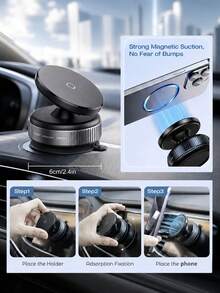 360° Rotating Magnetic Car Phone Holder, Adjustable Vacuum Magnetic Phone Mount, Rotating Vacuum Suction Cup No Glue Needed, Suitable For Car/Gym/Mirror/Smooth Surface Hands-Free Installation, Compatible With All Smartphones - Multicolor - View 9