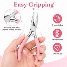 High-Quality Carbon Steel Round Serrated Jewelry Pliers - Pink, Suitable For DIY Beading And Handmade Crafts - Multicolor - View 2