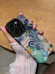 1件 鯨鯊藍色圖案拼接垂直條紋人造皮革經典防摔軟手機殼，適用於 Apple 16/16PLUS/16PRO/16PROMAX - 彩色 - 查看 5