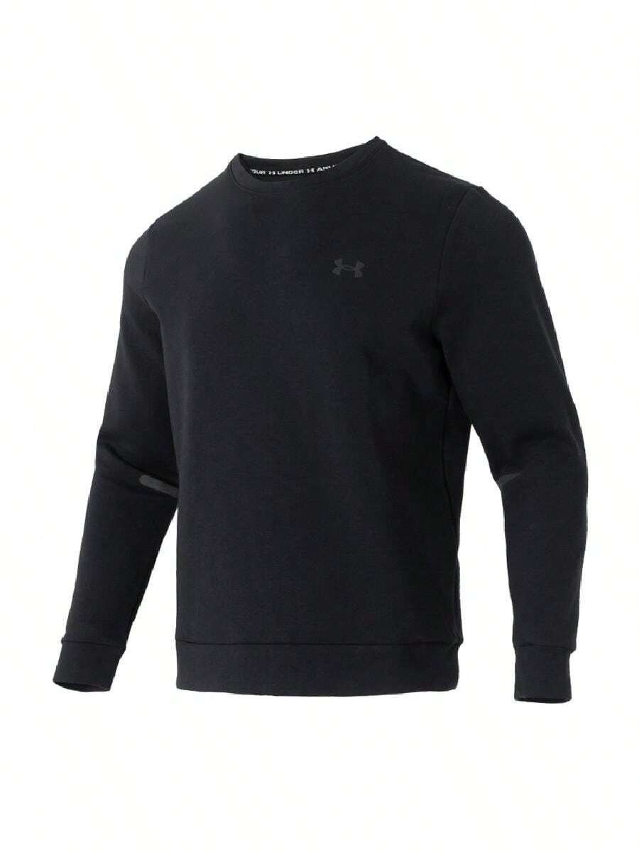 Under Armour Men's Top, Minimalist Loose Comfortable Ribbed Crew Neck Pullover, Soft Knit Long Sleeve Sports Sweatshirt 1381688-001 - Black - View 1
