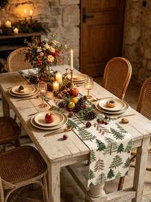 Christmas Table Runner, Christmas Tree Pattern Design, Suitable For Christmas Theme Party, Christmas Home Decor, Dining Table Decor, Christmas Cafe Decor And Photo Backdrop, Perfect Christmas Tabletop Decoration - One Size Fits All - View 4