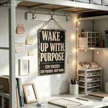 Cartello da parete vintage piatto 2D con slogan ispiratore, targa decorativa in legno accattivante, decorazione da parete per dormitorio e ritorno a scuola, arte murale ispiratrice per camera da letto e studio, regalo per studenti - Multicolore - Visualizzare 2