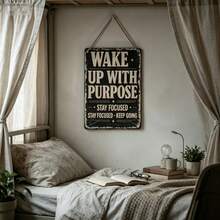 Cartello da parete vintage piatto 2D con slogan ispiratore, targa decorativa in legno accattivante, decorazione da parete per dormitorio e ritorno a scuola, arte murale ispiratrice per camera da letto e studio, regalo per studenti - Multicolore - Visualizzare 4