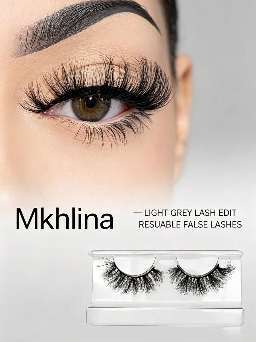 Dramatic Fluffy Cat Eye Mink Lashes Mkhlina Soft Wispy Reusable False Eyelashes