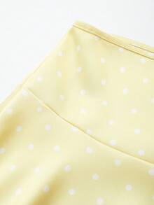 Damen Seidenähnliche Polka Dot Weite Bein Shorts Gelb Sommer - Gelb - Übersicht 3