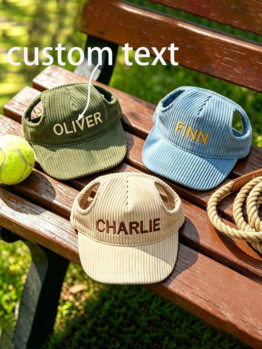 Customizable Dog Hat With Ear Holes, Personalized All-Season Dog Sun Hat, Suitable For Small, Medium And Large Dogs, Five-Point Star Pattern Baseball Cap, Pet Owner Baseball Cap, Cat And Dog Ear-Exposed Hat - Multicolor - View 1
