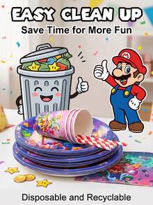 91pcs Anime Style Theme Party Set, Back To School Season Decorations, Disposable Birthday Party Tableware Including Plates, Cups And Napkins. Holiday Decoration Supplies Suitable For Camping, Picnic, Backyard BBQ, Indoor Decoration And Party Setup, Also Ideal Decoration For Halloween, Christmas And Various Gatherings, And A Great Surprise Gift For Fans. - Multicolor - View 5