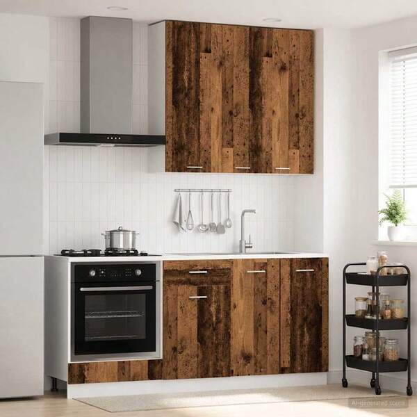 Berkfield Kitchen Unit LYON 5 Pcs Old Wood Engineered Wood