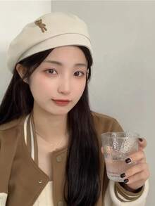 經典復古可愛熊飾女款貝雷帽 時尚百搭修臉畫家帽 適合日常出遊、聚會、旅行穿搭 女帽 節日禮物 1件/2件 - 彩色 - 查看 18