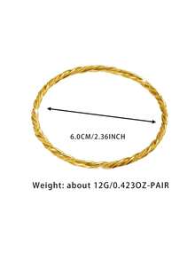 4Pcs 21K Gold Plated Twisted Banajer Bracelets Set For Women, Textured Rope Wave Stackable Bangles, Dubai Bridal Saudi Wedding Jewelry Gift - 01 - View 6