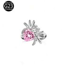 1 buah Anting Tusuk Titanium G23 Pink dengan Inlay Zirkonia Kubik, Cocok untuk Pemakaian Sehari-hari - Berwarna merah muda - View 17
