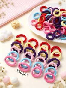 100Pcs Girls Simple Colorful 0.8 Inch Diameter Finger Size Hair Ties, Cute Non-Damaging Hair Bands Ponytail Holders Hair Accessories Suitable For Daily Use - 彩色 - 查看 3