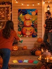 Halloween Toss Game Set, Includes Spooky Pumpkin, Skeleton And Bat Patterns, Comes With 9-Inch High Sports Training Cones, Suitable For Family Games, Garden Parties And Seasonal Celebrations, Halloween Decorations Create Festive Atmosphere - Multi-color - View 5