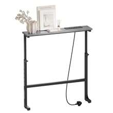 Luxstein Slim Console Table, Height Adjustable 75/100 Cm Sofa Table With Charging Station For Entryway, Living Room, Small Spaces - 75cm - Gray - View 10