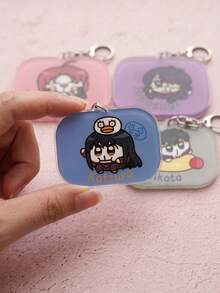 4PCS Gintama Colorful Square Acrylic Keychains, Fashionable Japanese Text Bag Charms, Cute Keychain Accessories, Backpack Decoration, Perfect Gift For Fans, Holiday Gift, Suitable For Men And Women - Multicolor - View 5