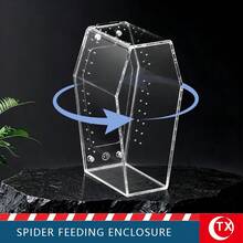 Multi-Color Transparent Acrylic Reptile & Amphibian Terrarium, No Assembly Magnetic Ventilation Lid Spider Habitat Box With Feeding Water Dish, 360° Fully Transparent DIY Enclosure For Jumping Spiders, Tarantulas, Lizards And Small Pets, Suitable For Beginners - Clear - View 10