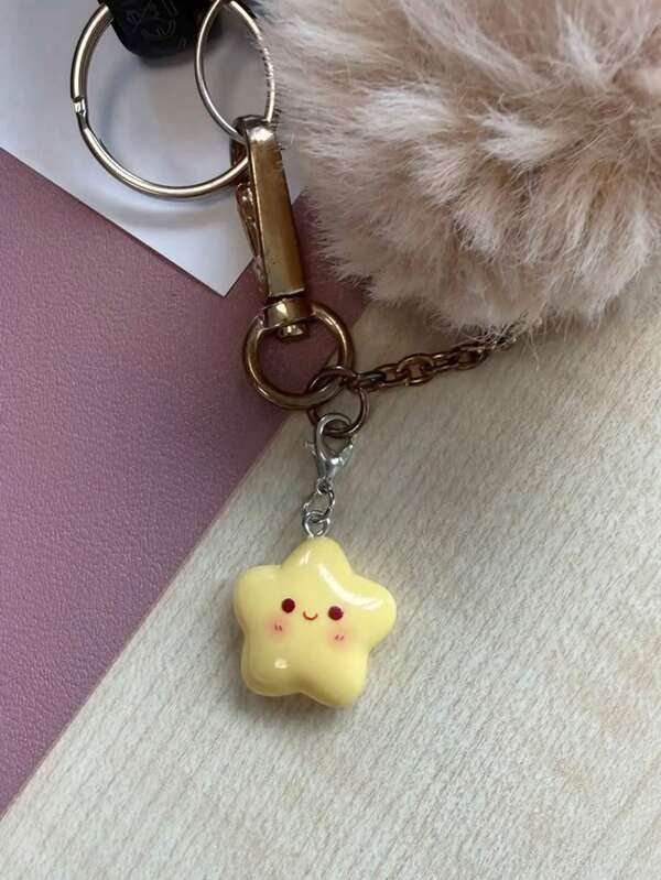 1pc Handmade Cute Yellow Star Keychain Pendant, Multi-Scene Hanging Accessory, Fashionable For Women