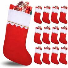 12pcs Red Felt Christmas Stockings, Christmas Fireplace Santa Socks, Christmas Tree Hanging Socks, Decorative Gift Packaging - A - View 8
