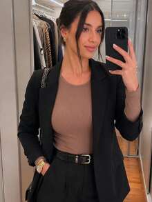 Blusa Canelada Feminina Manga Longa Inverno Segunda Pele Casual do PP ao G - Marrom - Visão 9