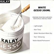 KALAY Gesso Surface Primer Medium, 500ML/300ML/100ML Bottle, White, Suitable For Oil And Acrylic Paint Art Primer, Strong Coverage, Quick Drying, Artist Grade Paint, Suitable For Canvas - White - View 5