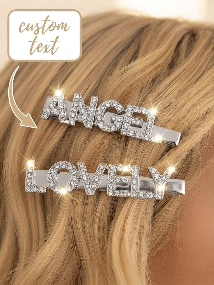 Custom Name Hair Clip, Personalized Word Barrette, Sparkly Hair Accessory Gift For Women & Girls, For Daily Styling, Party, Birthday & Holiday Present - Multicolor - View 1