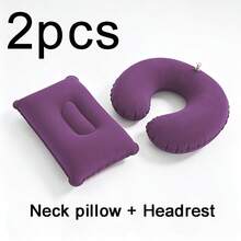 2 Buah Bantal Leher dan Sandaran Kepala - Bantal Penopang Kursi Kantor/Perjalanan Ergonomis PVC Tahan Lama, Portabel, Mudah Ditiup/Dikempiskan, Desain Multi-Warna yang Dapat Ditumpuk untuk Rumah, Hadiah Ideal untuk Para Profesional - MultiWarna - View 8