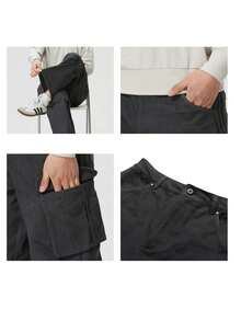 Adidas Originals Men's Track Pants M, 2026 Summer New Multi-Pocket Straight Leg Casual Cargo Long Pants KR5043 - Carbon Black - View 7