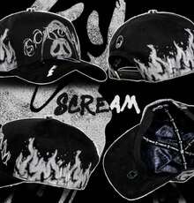 Gorra SCREAM con Bordado Gótico, Estilo Streetwear Americano Hip Hop Punk Dark, Gorra de Béisbol Tipo Dad Hat Unisex Ajustable - Albaricoque - Ver 4