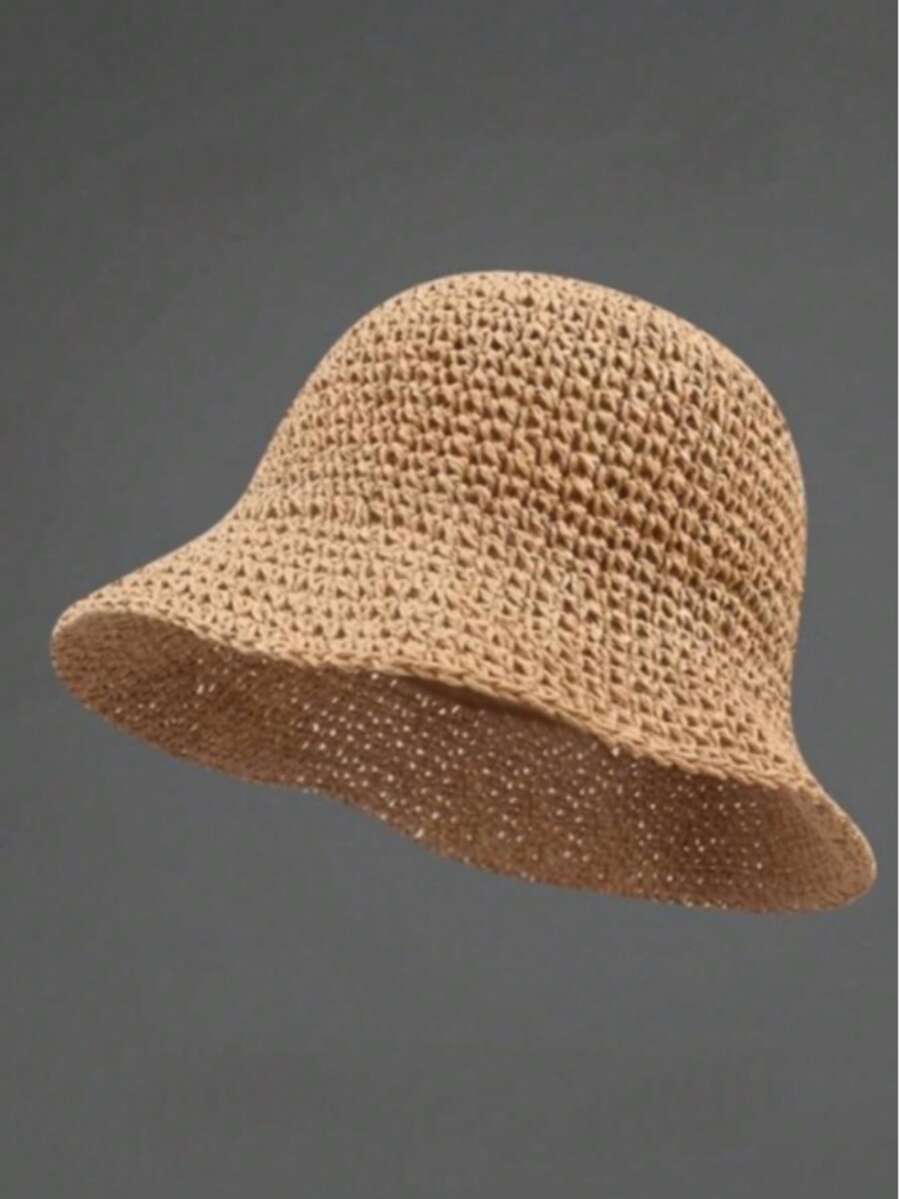 Classic Straw Hat Women's Spring And Summer Beach Sun Hat Versatile Bucket Hat Sun Protection - Camel - View 1