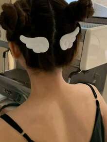 2pcs Angel Wing Hair Clips, Magic Japanese Style Cute Fresh Headwear, Same Style As Sakura And Xie Anran - White - View 3