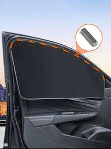 4pcs/2pcs Black Magnetic Car Side Window Curtains, Suitable For SUV And Sedan, Front And Rear Window Sunshades Block UV Rays And Heat, Easy Magnetic Installation, Perfect Holiday Gift For Drivers And Families - Sunshade - View 2