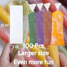 10/50/100/200 Pcs Popsicle Bags, Popsicle Bags, DIY Crushed Popsicles, PE Material, Allowing You To Safely Make Ice Cubes, Yogurt Ice Cream Mold Bags - Multicolor - View 7