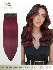 DNE HAIR 4pcs Ekstensi Rambut Manusia Lurus Jepit, 8 Jepit Desain Tak Terlihat Tenunan Ganda 99J# Rambut Asli Merah Anggur, 12-18 Inci, Tahan Lama Anti Rontok, Tekstur Lembut & Tebal, Cocok Untuk Pemakaian Seluruh Kepala, Pemakaian Sehari-hari, Cosplay Liburan, dan Penataan Gaya Musiman - S99J - View 1