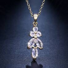 1pc Fashion Cubic Zirconia Necklace Suitable For Women's Daily And Holiday Wear - Gold - View 1