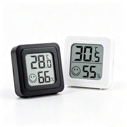 1pc 2pcs 3pcs Mini Portable Thermometer Hygrometer, Dual Temperature & Humidity Digital LCD Wall-Mounted Thermometer Hygrometer For Home, Office, Baby Room, Dressing Room, Reptiles, White, Indoor Thermometer