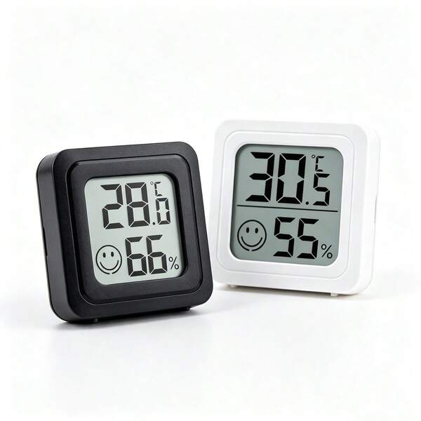 1pc 2pcs 3pcs Mini Portable Thermometer Hygrometer, Dual Temperature & Humidity Digital LCD Wall-Mounted Thermometer Hygrometer For Home, Office, Baby Room, Dressing Room, Reptiles, White, Indoor Thermometer