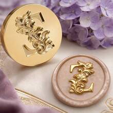 Letter A~Z 3D Embossed Iris Flower Wreath Wax Seal Stamp Head (Handle Not Included, Handle Sold Separately), Initial Wax Seal Stamp Head, Thickened Brass Stamp Head - Single Piece - View 21