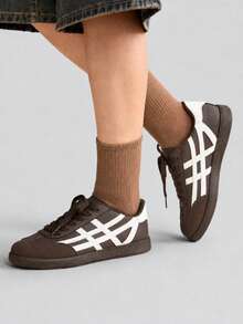 TCVC Women's Spring/Autumn 2026 New Thin Casual Flat Soft Sole Colorblock Sneakers - Brown - View 5